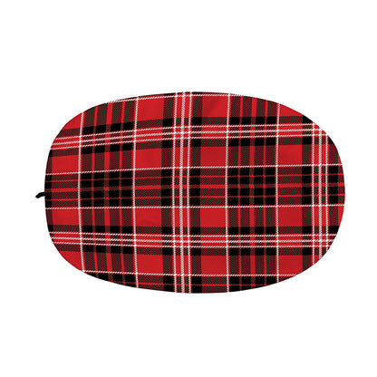 Red Black And White Scottish Plaid Print Car Side Mirror Covers
