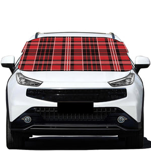 Red Black And White Scottish Plaid Print Car Windshield Snow Cover