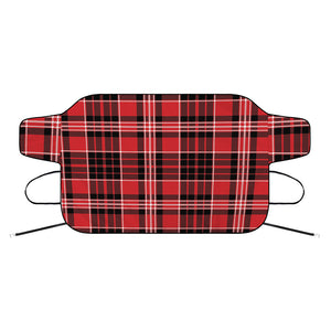 Red Black And White Scottish Plaid Print Car Windshield Snow Cover