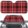 Red Black And White Scottish Plaid Print Car Windshield Sun Shade