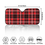 Red Black And White Scottish Plaid Print Car Windshield Sun Shade