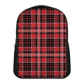 Red Black And White Scottish Plaid Print Casual Backpack