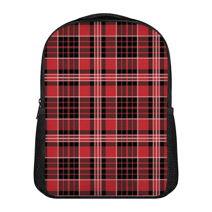 Red Black And White Scottish Plaid Print Casual Backpack