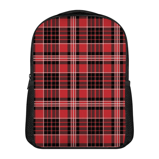 Red Black And White Scottish Plaid Print Casual Backpack