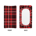 Red Black And White Scottish Plaid Print Changing Pad Cover