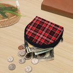 Red Black And White Scottish Plaid Print Coin Purse