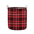 Red Black And White Scottish Plaid Print Collapsible Laundry Basket