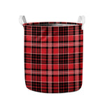Red Black And White Scottish Plaid Print Collapsible Laundry Basket