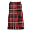 Red Black And White Scottish Plaid Print Cotton Front Slit Maxi Skirt