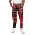 Red Black And White Scottish Plaid Print Cotton Sweatpants