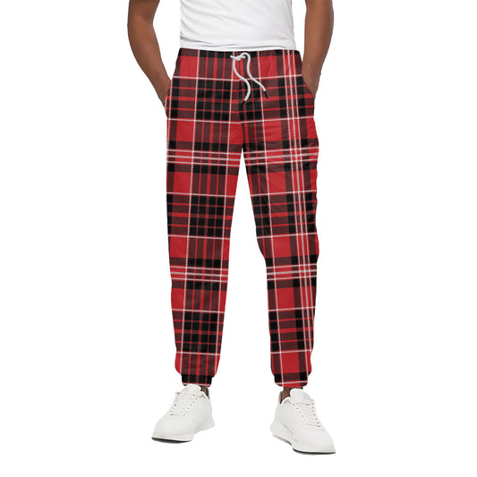 Red Black And White Scottish Plaid Print Cotton Pants