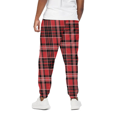 Red Black And White Scottish Plaid Print Cotton Pants