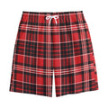 Red Black And White Scottish Plaid Print Cotton Shorts