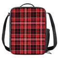 Red Black And White Scottish Plaid Print Crossbody Lunch Bag