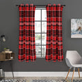 Red Black And White Scottish Plaid Print Grommet Curtain Panels