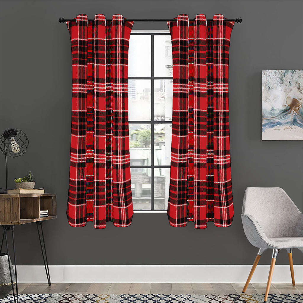 Red Black And White Scottish Plaid Print Curtain