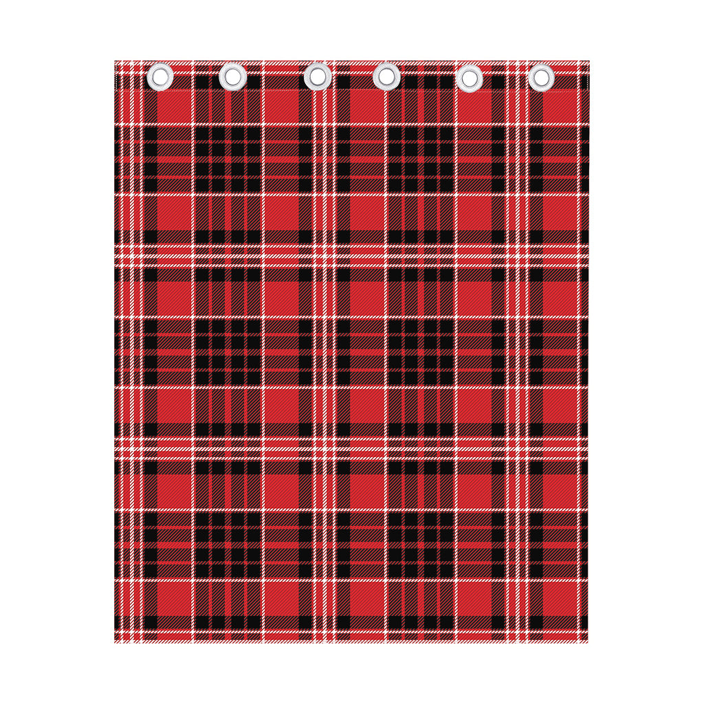 Red Black And White Scottish Plaid Print Curtain