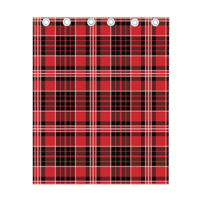 Red Black And White Scottish Plaid Print Curtain