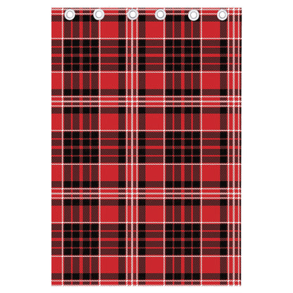 Red Black And White Scottish Plaid Print Curtain