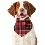 Red Black And White Scottish Plaid Print Dog Bandana