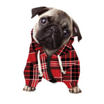Red Black And White Scottish Plaid Print Dog Zip Up Hoodie
