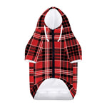 Red Black And White Scottish Plaid Print Dog Zip Up Hoodie