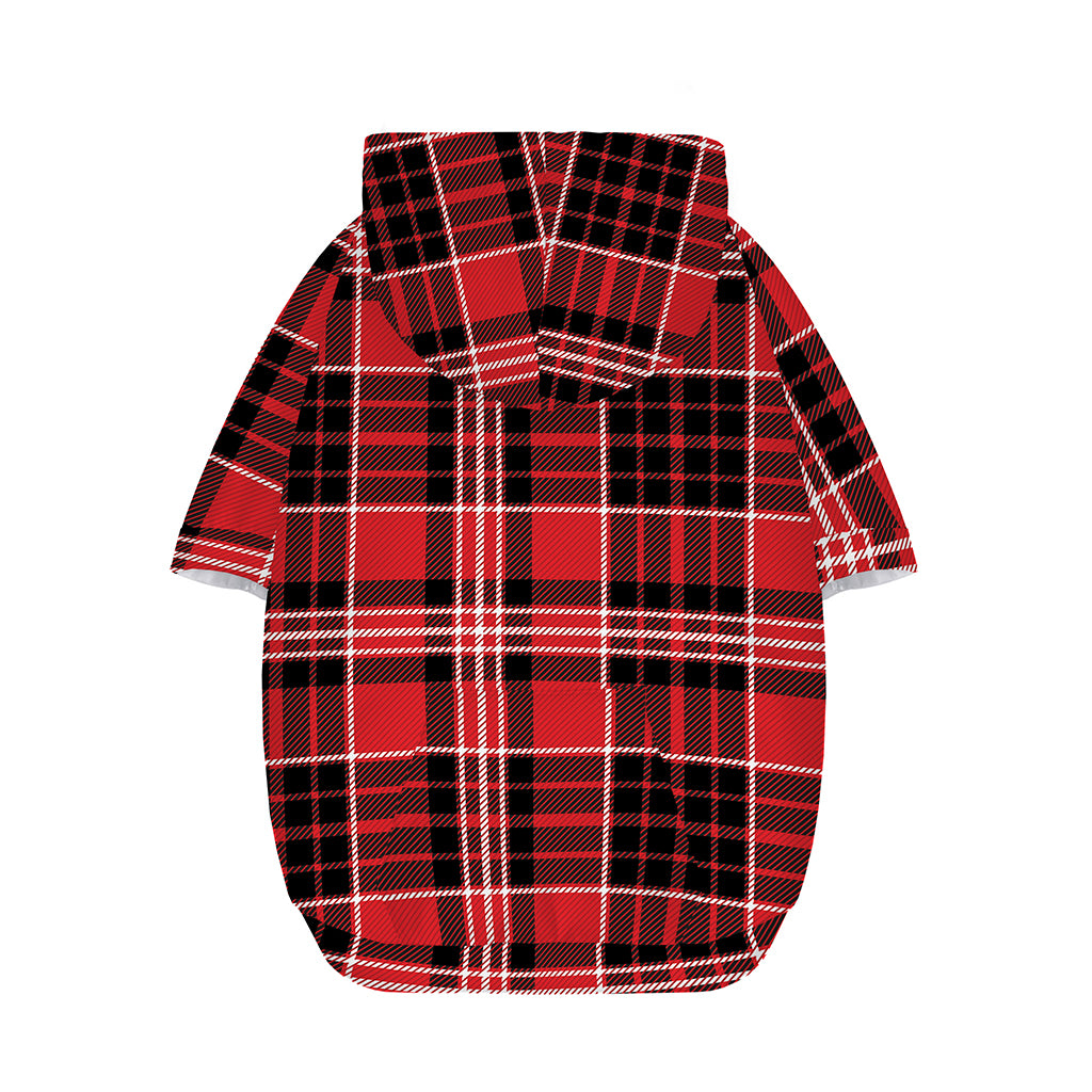 Red Black And White Scottish Plaid Print Dog Zip Up Hoodie