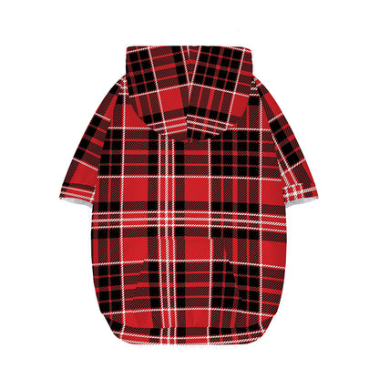 Red Black And White Scottish Plaid Print Dog Zip Up Hoodie
