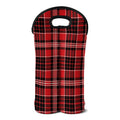 Red Black And White Scottish Plaid Print Double Neoprene Wine Tote