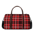 Red Black And White Scottish Plaid Print Duffel Bag