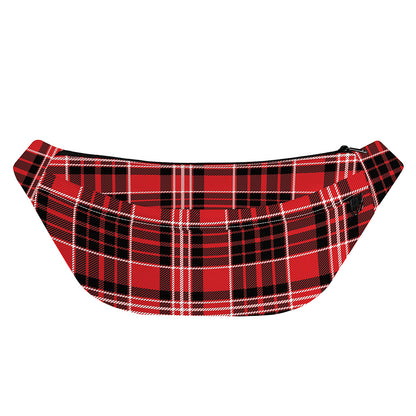 Red Black And White Scottish Plaid Print Fanny Pack