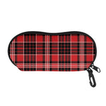Red Black And White Scottish Plaid Print Glasses Case