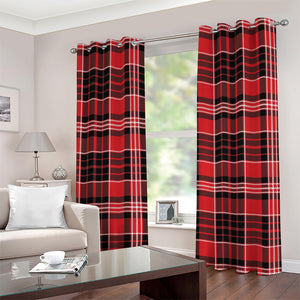 Red Black And White Scottish Plaid Print Grommet Curtains