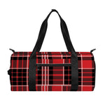 Red Black And White Scottish Plaid Print Gym Bag