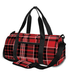 Red Black And White Scottish Plaid Print Gym Bag