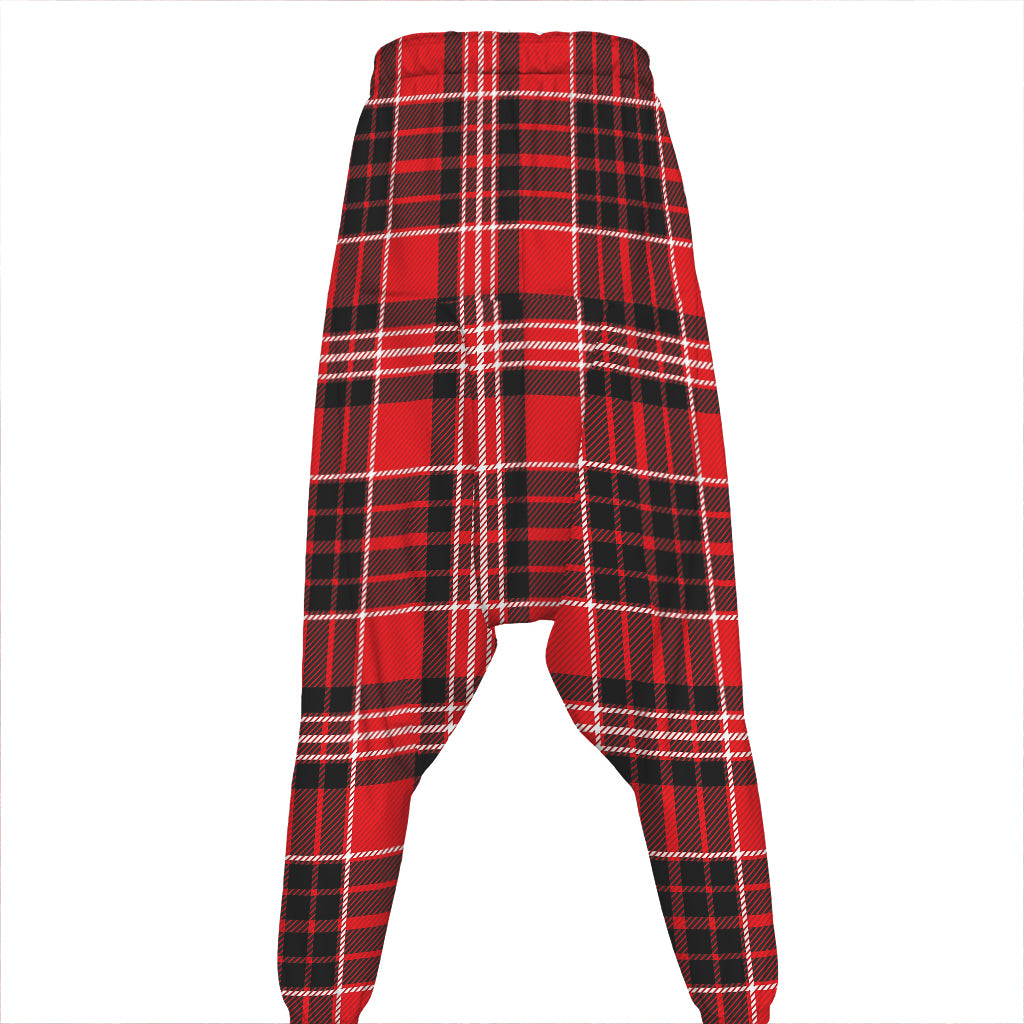 Red Black And White Scottish Plaid Print Hammer Pants
