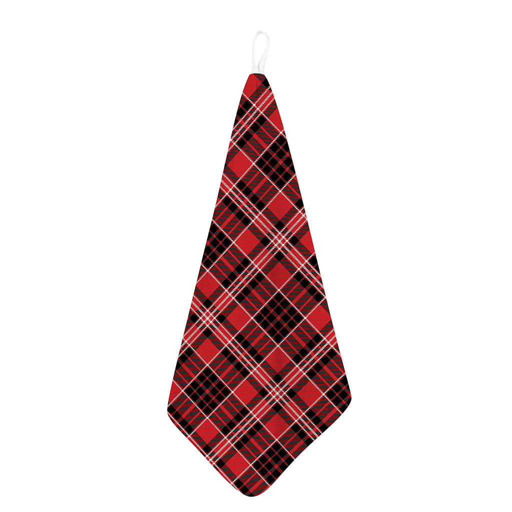 Red Black And White Scottish Plaid Print Hand Towel