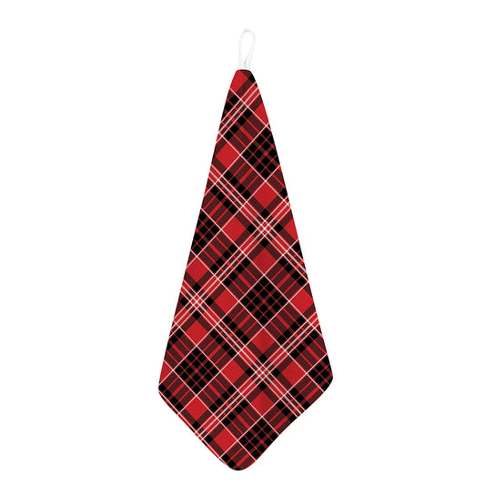 Red Black And White Scottish Plaid Print Hand Towel