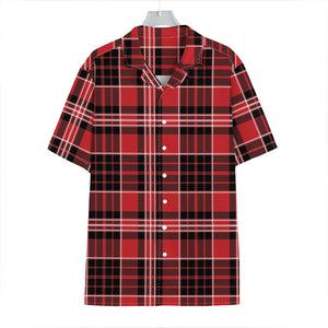 Red Black And White Scottish Plaid Print Hawaiian Shirt