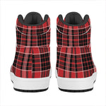 Red Black And White Scottish Plaid Print High Top Leather Sneakers