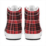 Red Black And White Scottish Plaid Print High Top Leather Sneakers