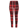 Red Black And White Scottish Plaid Print High-Waisted Pocket Leggings
