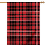 Red Black And White Scottish Plaid Print House Flag
