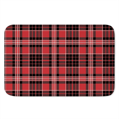 Red Black And White Scottish Plaid Print Indoor Door Mat
