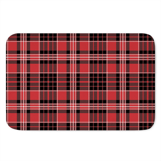 Red Black And White Scottish Plaid Print Indoor Door Mat