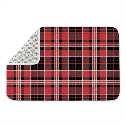 Red Black And White Scottish Plaid Print Indoor Door Mat