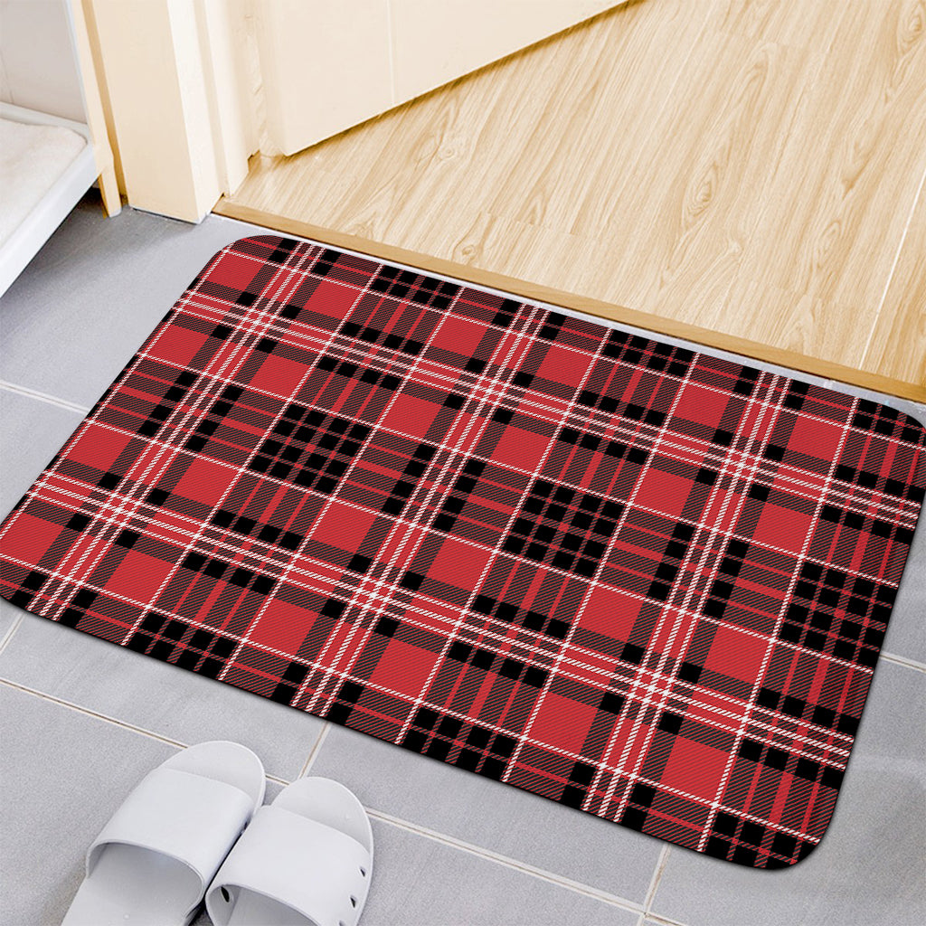 Red Black And White Scottish Plaid Print Indoor Door Mat