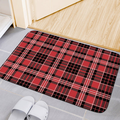 Red Black And White Scottish Plaid Print Indoor Door Mat