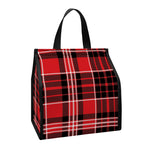 Red Black And White Scottish Plaid Print Insulated Lunch Tote