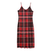 Red Black And White Scottish Plaid Print Jersey Midi Cami Dress